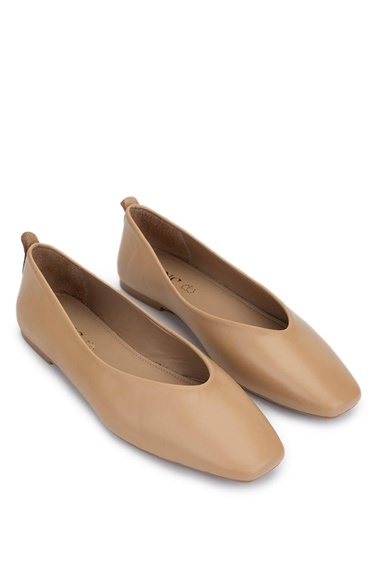  Tamer Tanca Kadın Hakiki Deri Bej Babet Ayakkabı