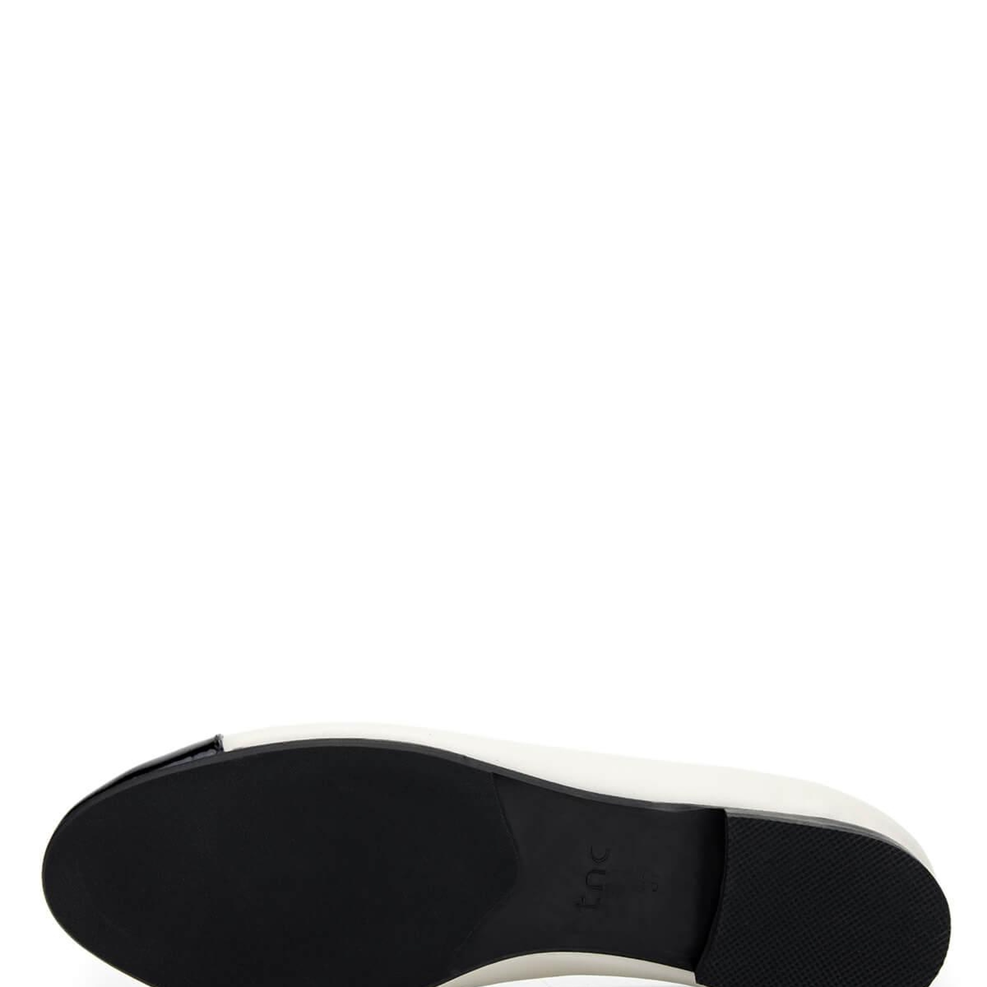 Tamer Tanca Kadın Hakiki Deri Siyah Rugan/Bej Babet Ayakkabı