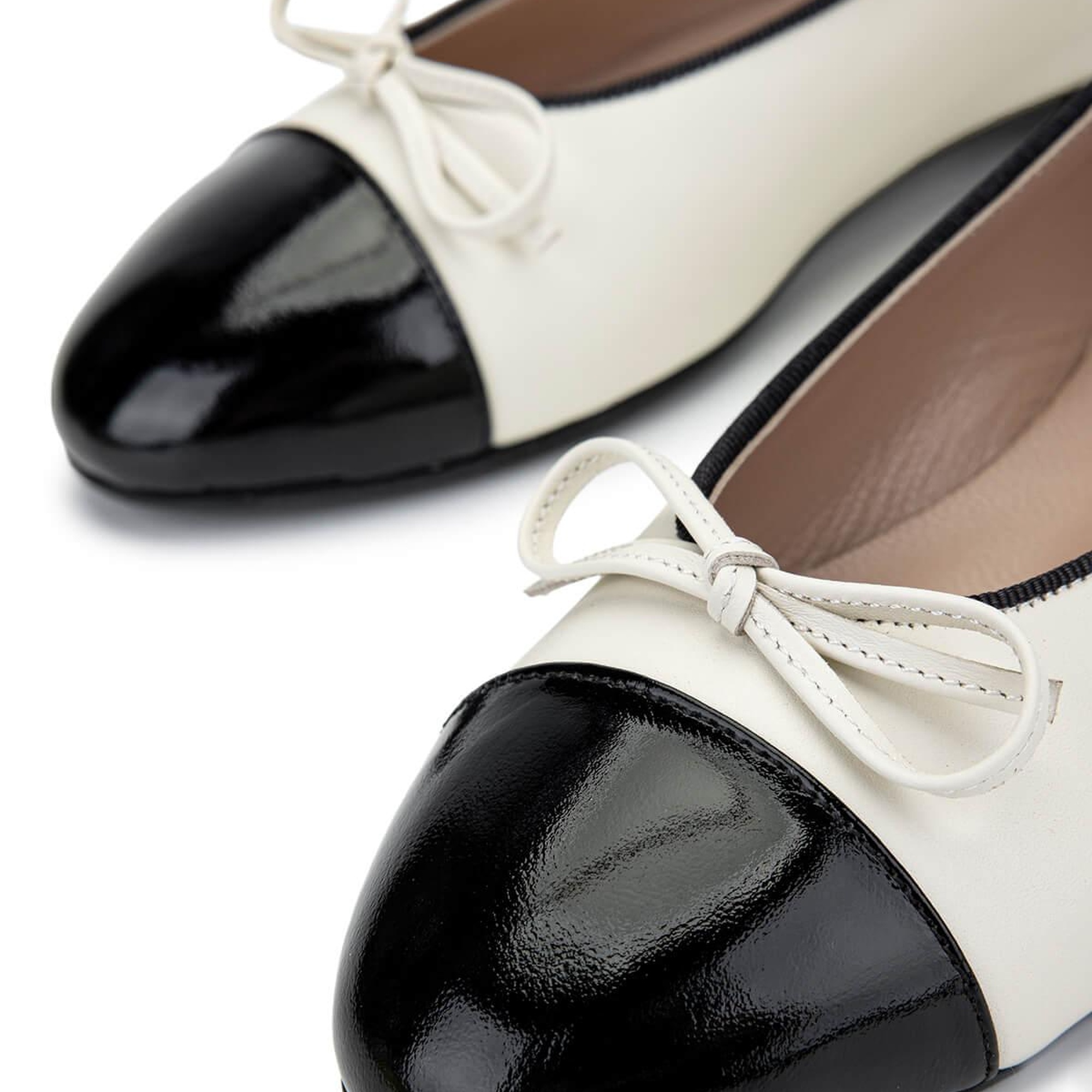 Tamer Tanca Kadın Hakiki Deri Siyah Rugan/Bej Babet Ayakkabı