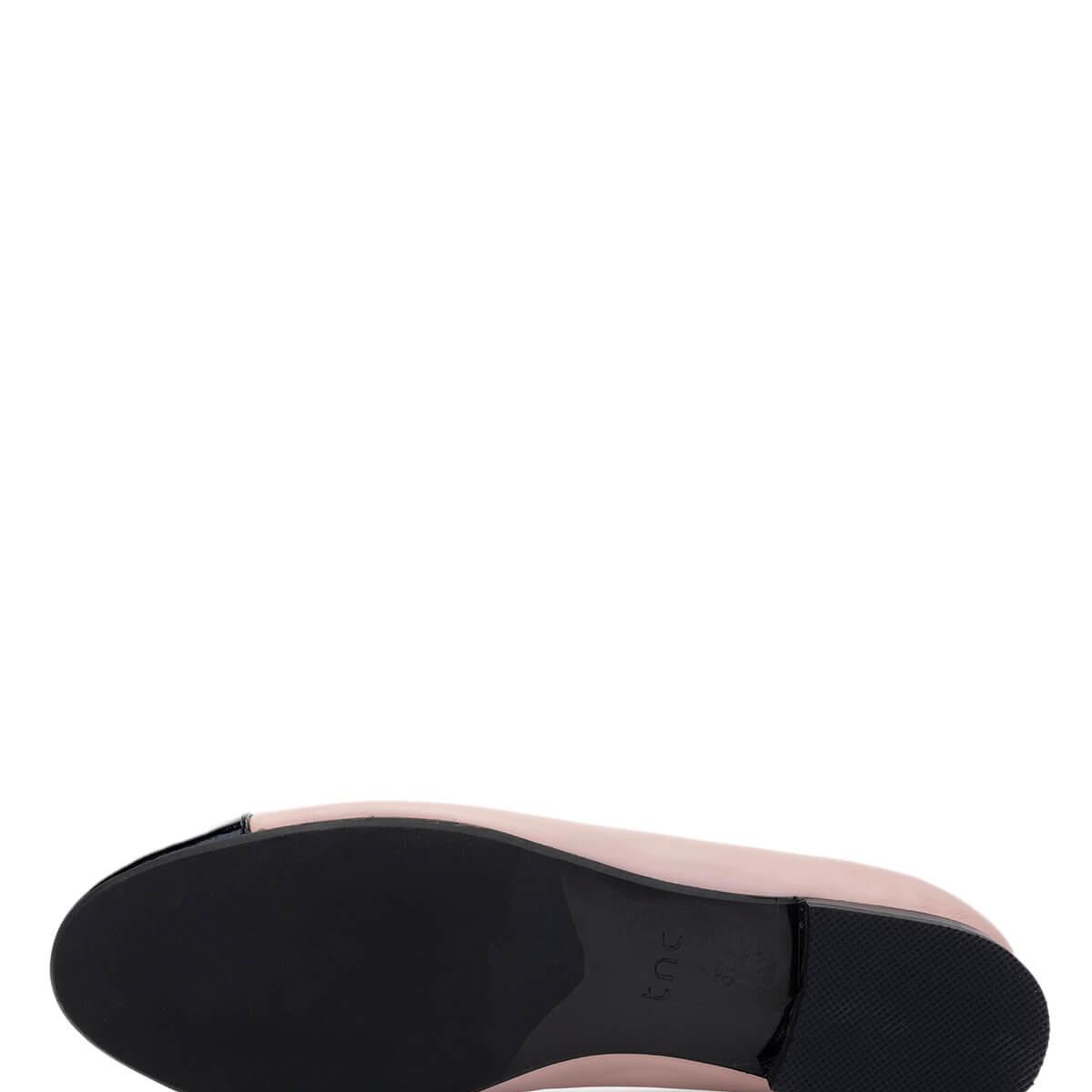 Tamer Tanca Kadın Hakiki Deri Siyah Rugan/Pudra Babet Ayakkabı