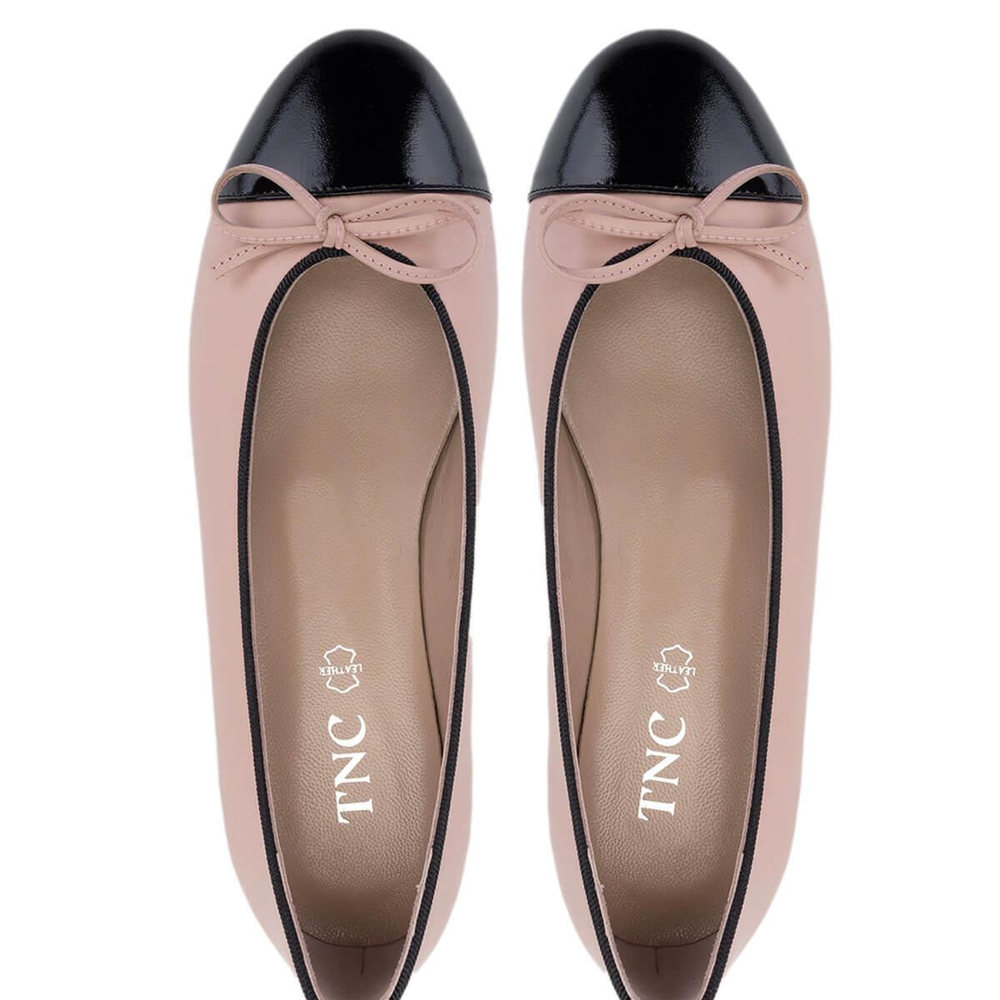 Tamer Tanca Kadın Hakiki Deri Siyah Rugan/Pudra Babet Ayakkabı