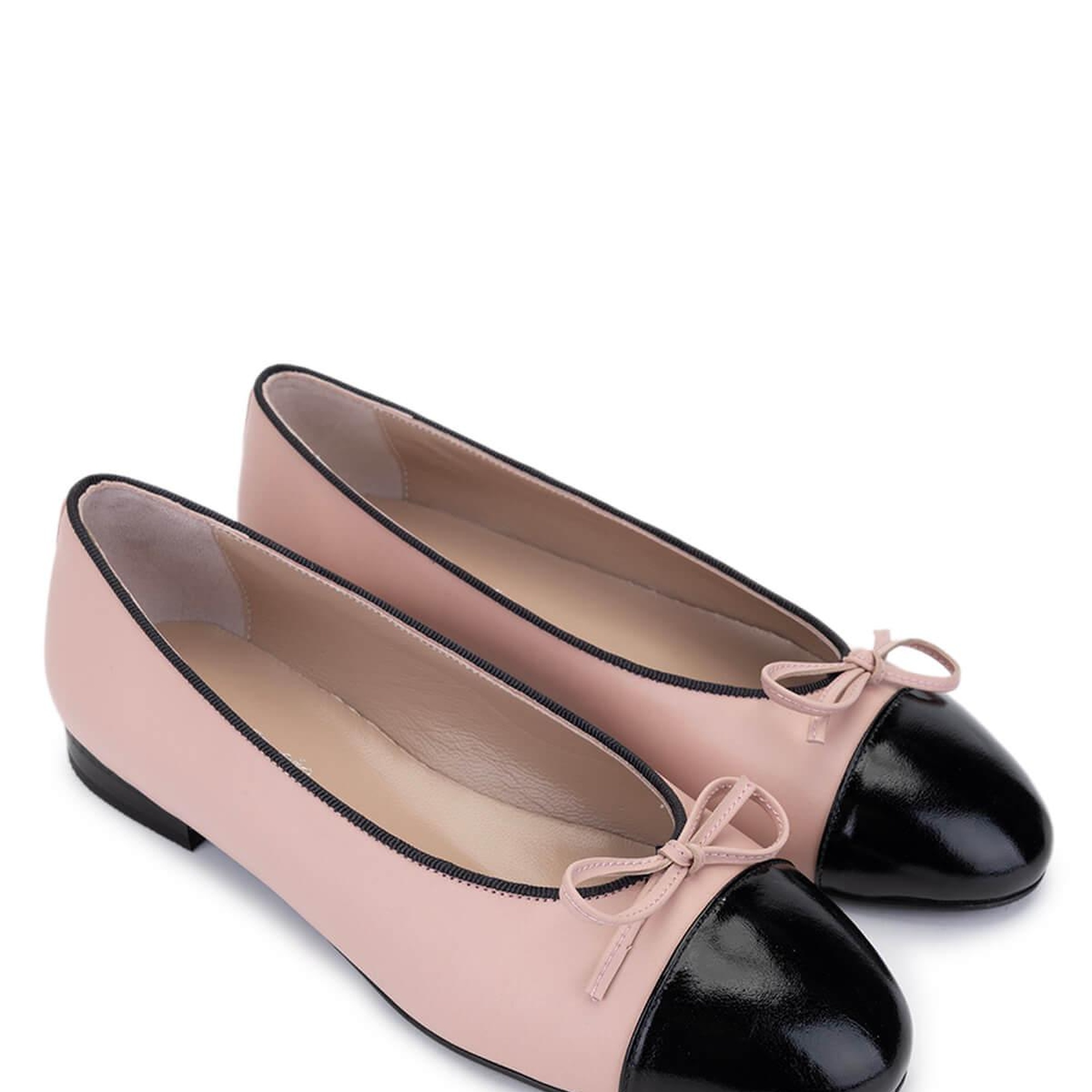 Tamer Tanca Kadın Hakiki Deri Siyah Rugan/Pudra Babet Ayakkabı