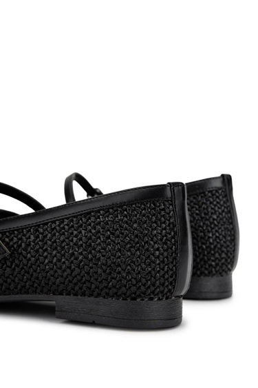  Tamer Tanca Kadın Hakiki Deri Siyah Babet Ayakkabı