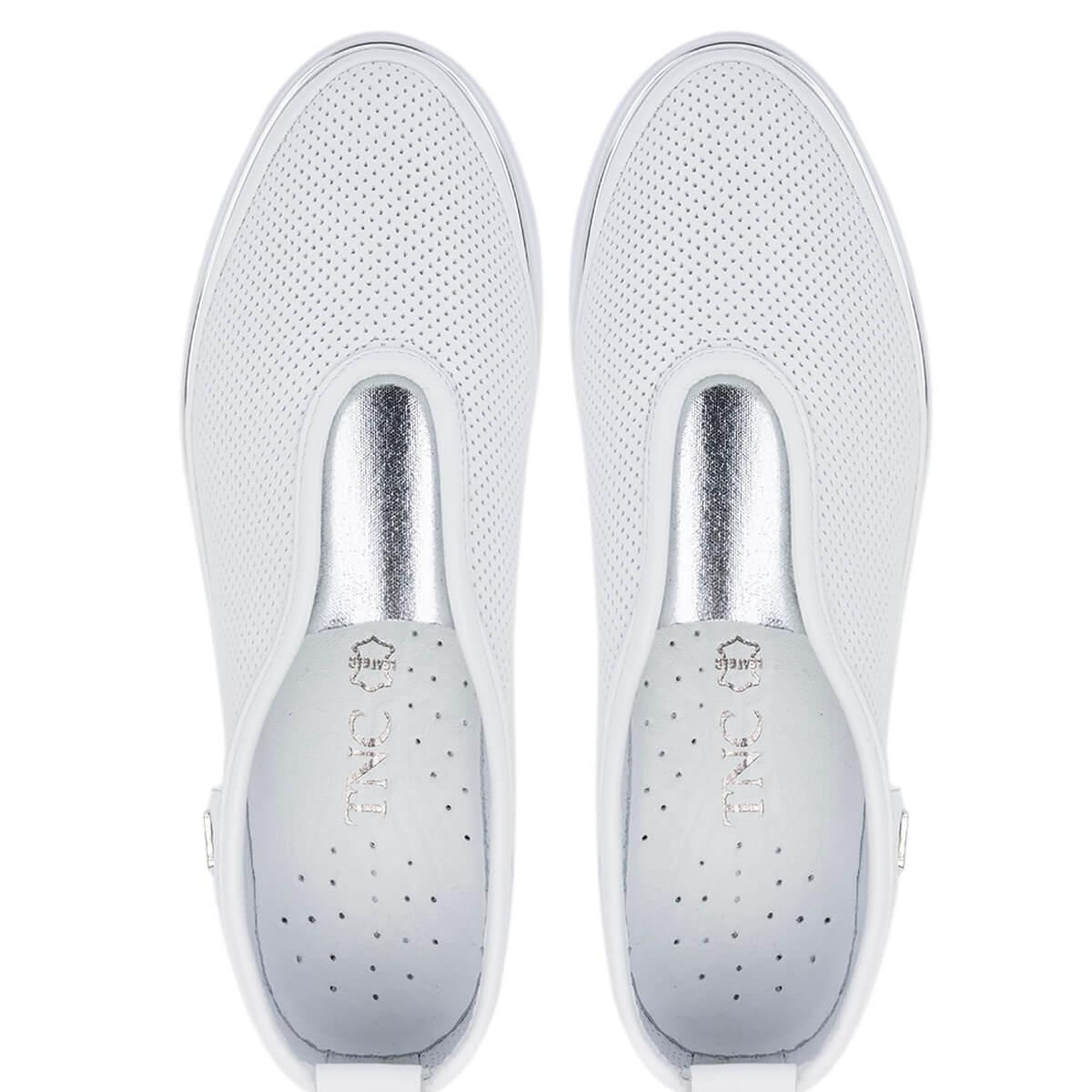 Tamer Tanca Kadın Hakiki Deri Beyaz/Lame Comfort Ayakkabı