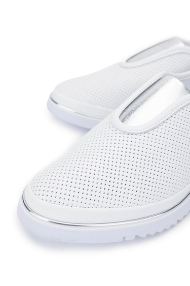  Tamer Tanca Kadın Hakiki Deri Beyaz/Lame Comfort Ayakkabı