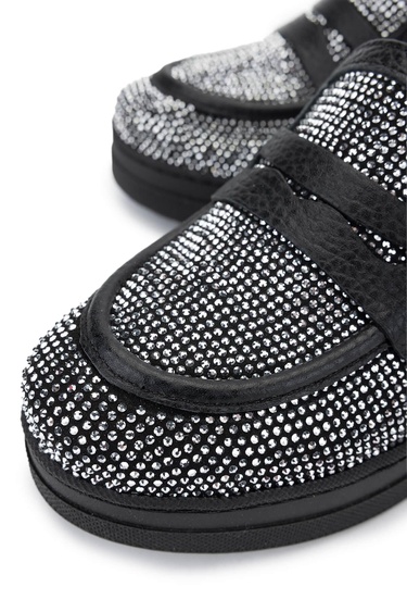  Tamer Tanca Kadın Hakiki Deri Beyaz Taşlı Loafer Ayakkabı