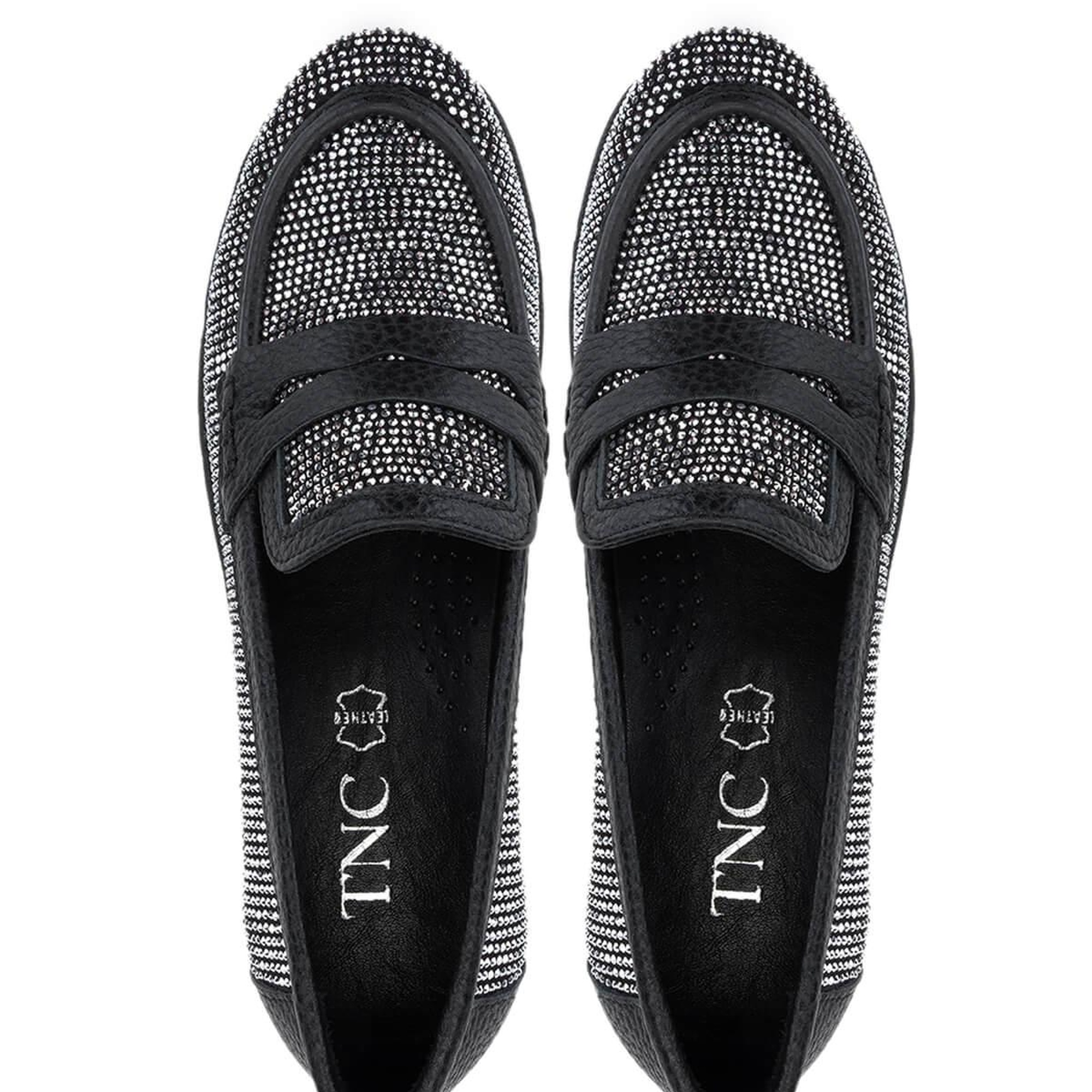 Tamer Tanca Kadın Hakiki Deri Beyaz Taşlı Loafer Ayakkabı