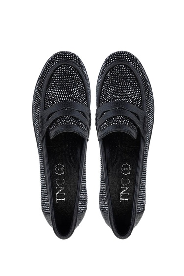  Tamer Tanca Kadın Hakiki Deri Siyah Taşlı Loafer Ayakkabı