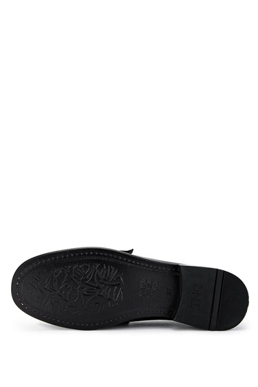  Tamer Tanca Kadın Hakiki Deri Siyah Deri Loafer Ayakkabı