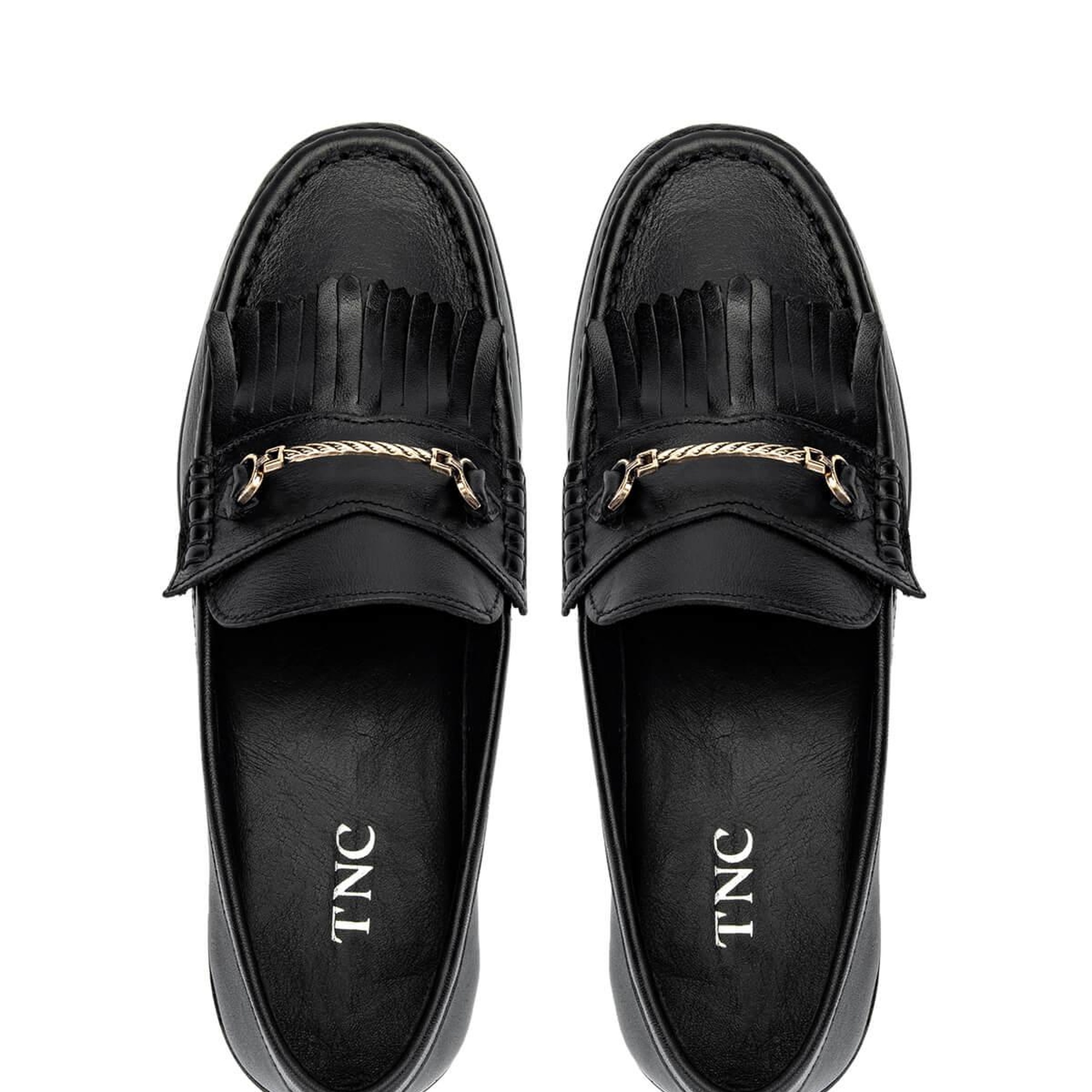 Tamer Tanca Kadın Hakiki Deri Siyah Deri Loafer Ayakkabı