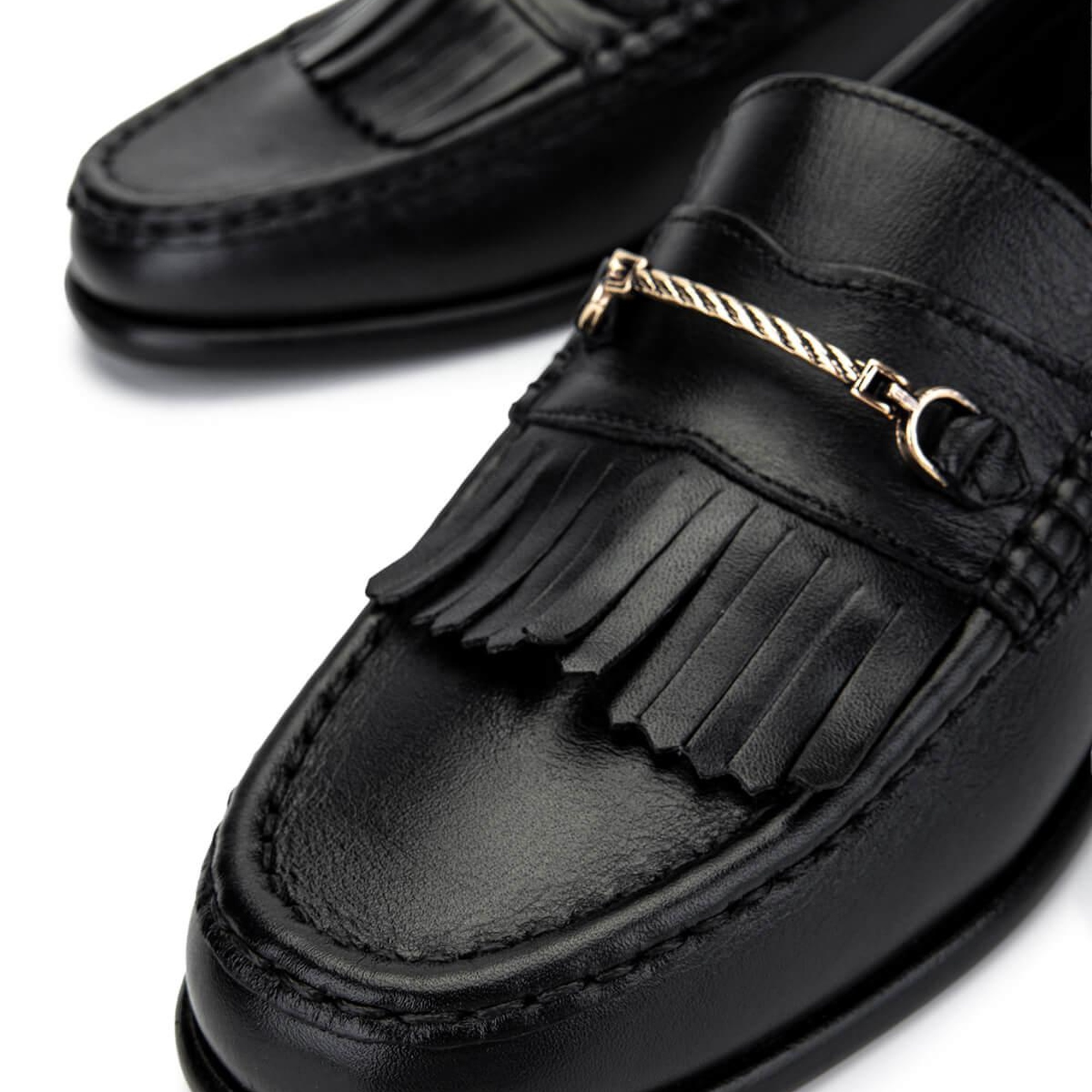 Tamer Tanca Kadın Hakiki Deri Siyah Deri Loafer Ayakkabı