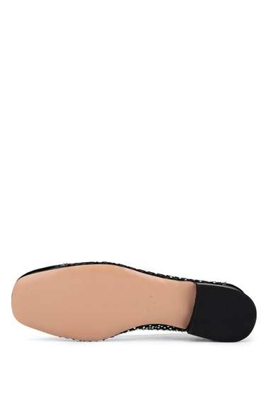  Tamer Tanca Kadın Deri & Tekstil Siyah Rugan Babet Ayakkabı