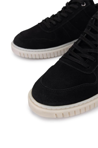  Tamer Tanca Erkek Hakiki Deri Siyah Süet Sneakers & Spor Ayakkabı