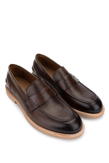  Tamer Tanca Erkek Hakiki Deri Ceviz Loafer Ayakkabı