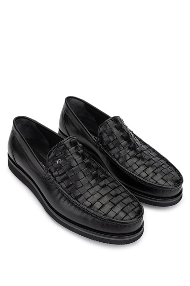  Tamer Tanca Erkek Hakiki Deri Siyah Loafer Ayakkabı