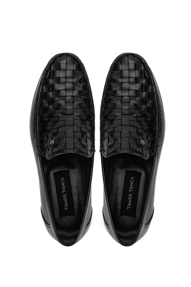  Tamer Tanca Erkek Hakiki Deri Siyah Loafer Ayakkabı