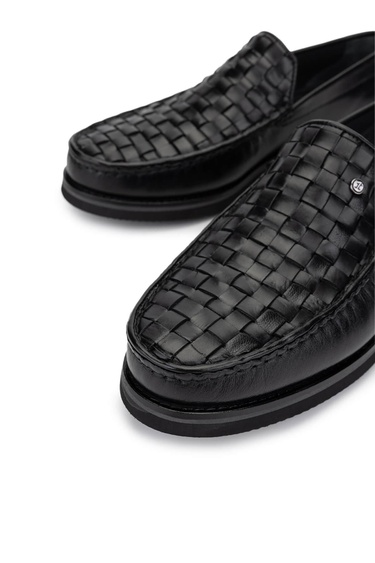  Tamer Tanca Erkek Hakiki Deri Siyah Loafer Ayakkabı