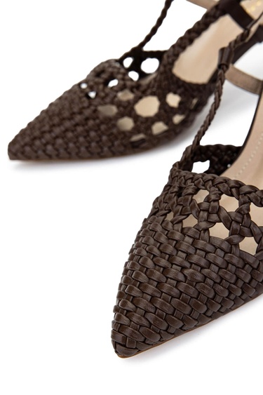  Tamer Tanca Kadın Vegan Kahverengi Topuklu Ayakkabı