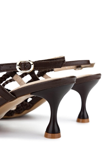  Tamer Tanca Kadın Vegan Kahverengi Topuklu Ayakkabı