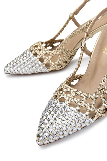  Tamer Tanca Kadın Vegan Dore/Lame Topuklu Ayakkabı