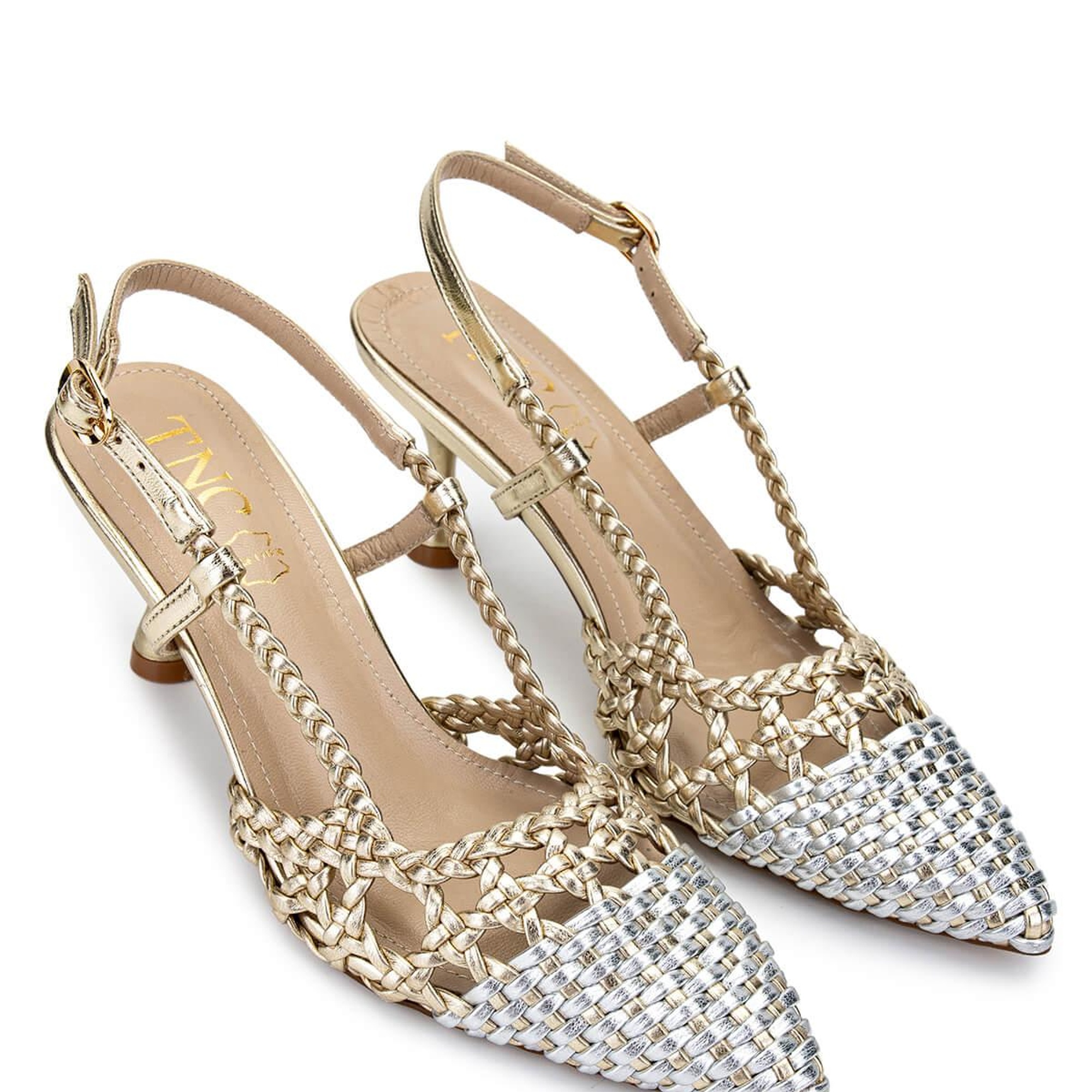 Tamer Tanca Kadın Vegan Dore/Lame Topuklu Ayakkabı