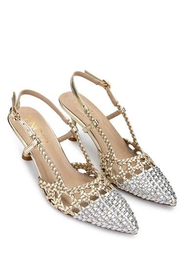  Tamer Tanca Kadın Vegan Dore/Lame Topuklu Ayakkabı