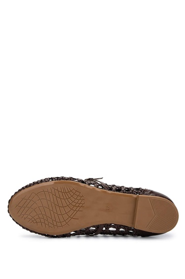  Tamer Tanca Kadın Vegan Kahverengi Babet Ayakkabı