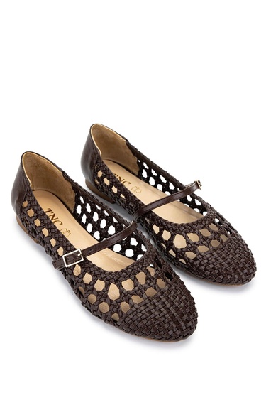  Tamer Tanca Kadın Vegan Kahverengi Babet Ayakkabı