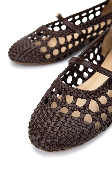  Tamer Tanca Kadın Vegan Kahverengi Babet Ayakkabı