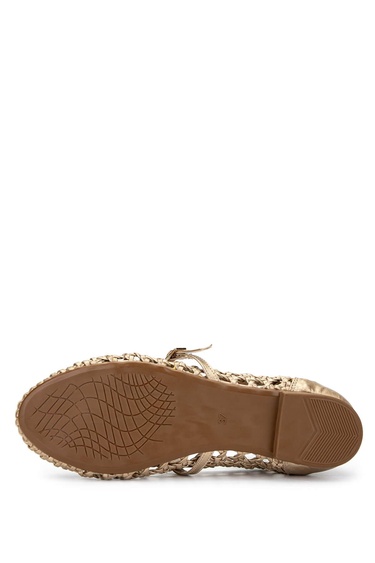  Tamer Tanca Kadın Vegan Altın Babet Ayakkabı