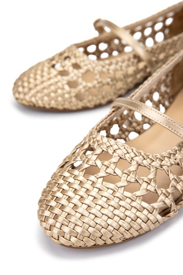  Tamer Tanca Kadın Vegan Altın Babet Ayakkabı