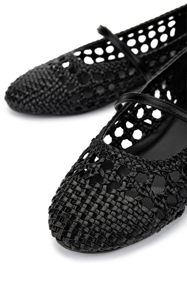  Tamer Tanca Kadın Vegan Siyah Babet Ayakkabı