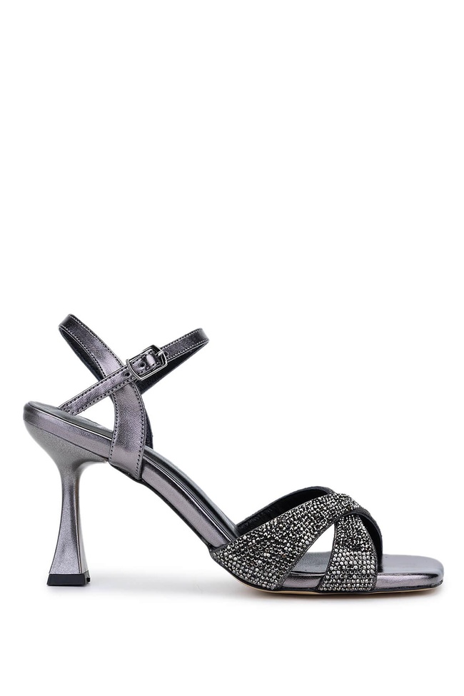  Tamer Tanca Kadın Hakiki Deri Metalik Topuklu Ayakkabı