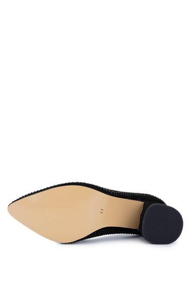  Tamer Tanca Kadın Hakiki Deri Siyah Süet Topuklu Ayakkabı