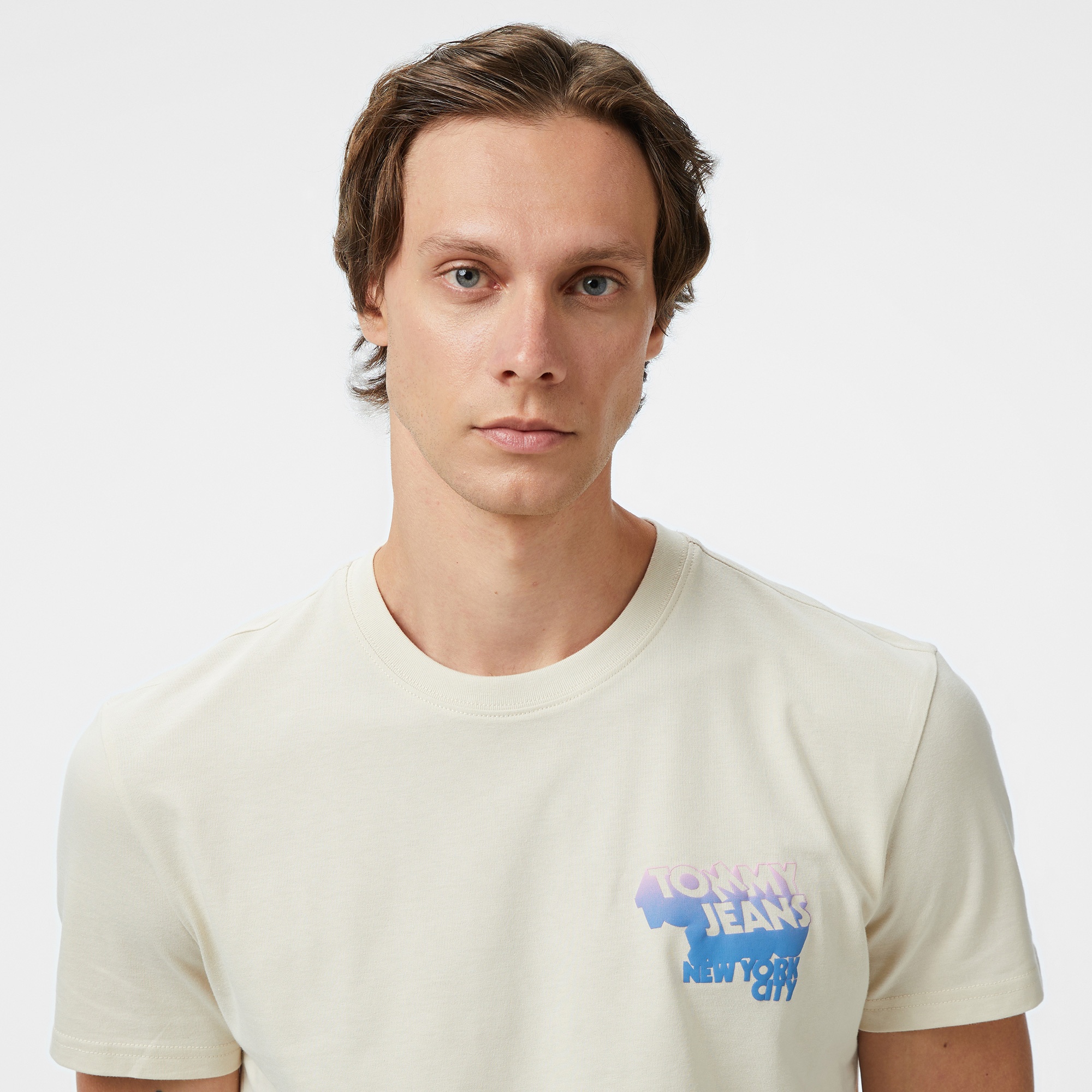 Tommy Hilfiger Back Logo Erkek Bej T-Shirt