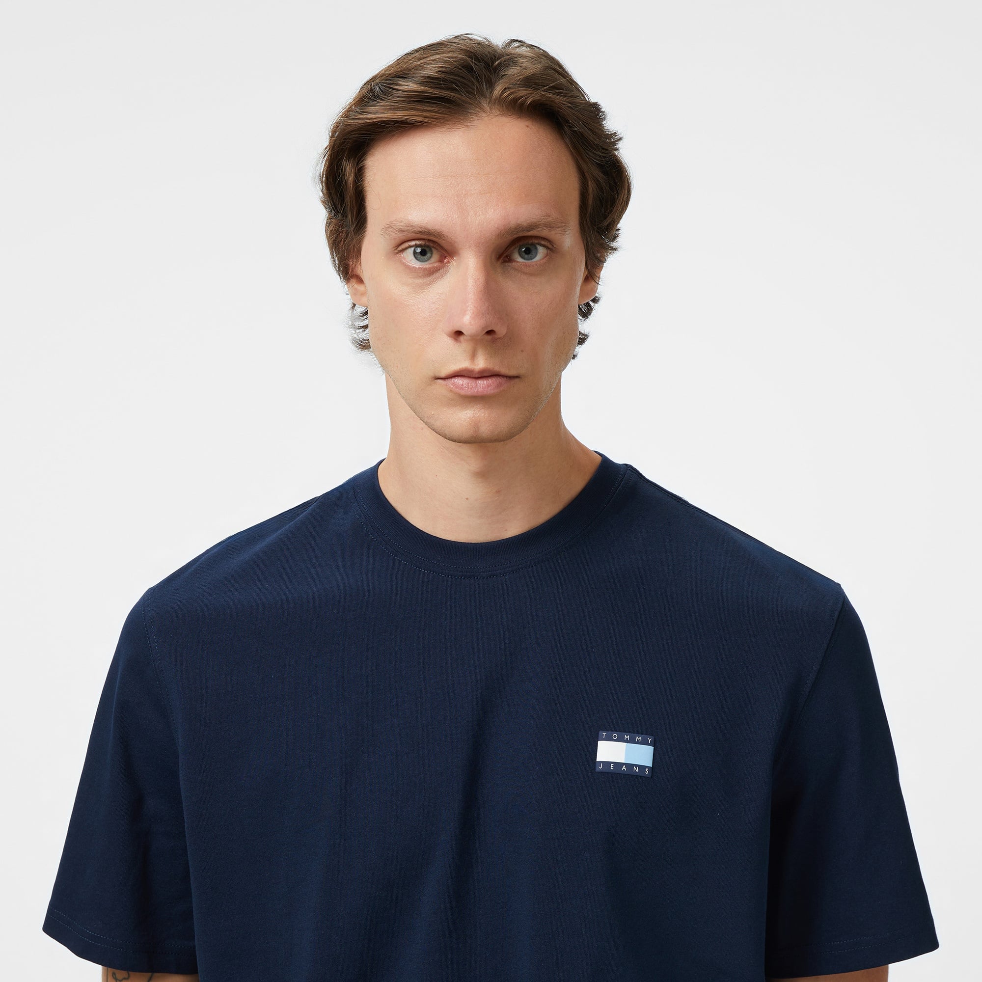 Tommy Jeans Regular Badge Play Erkek Mavi T-Shirt