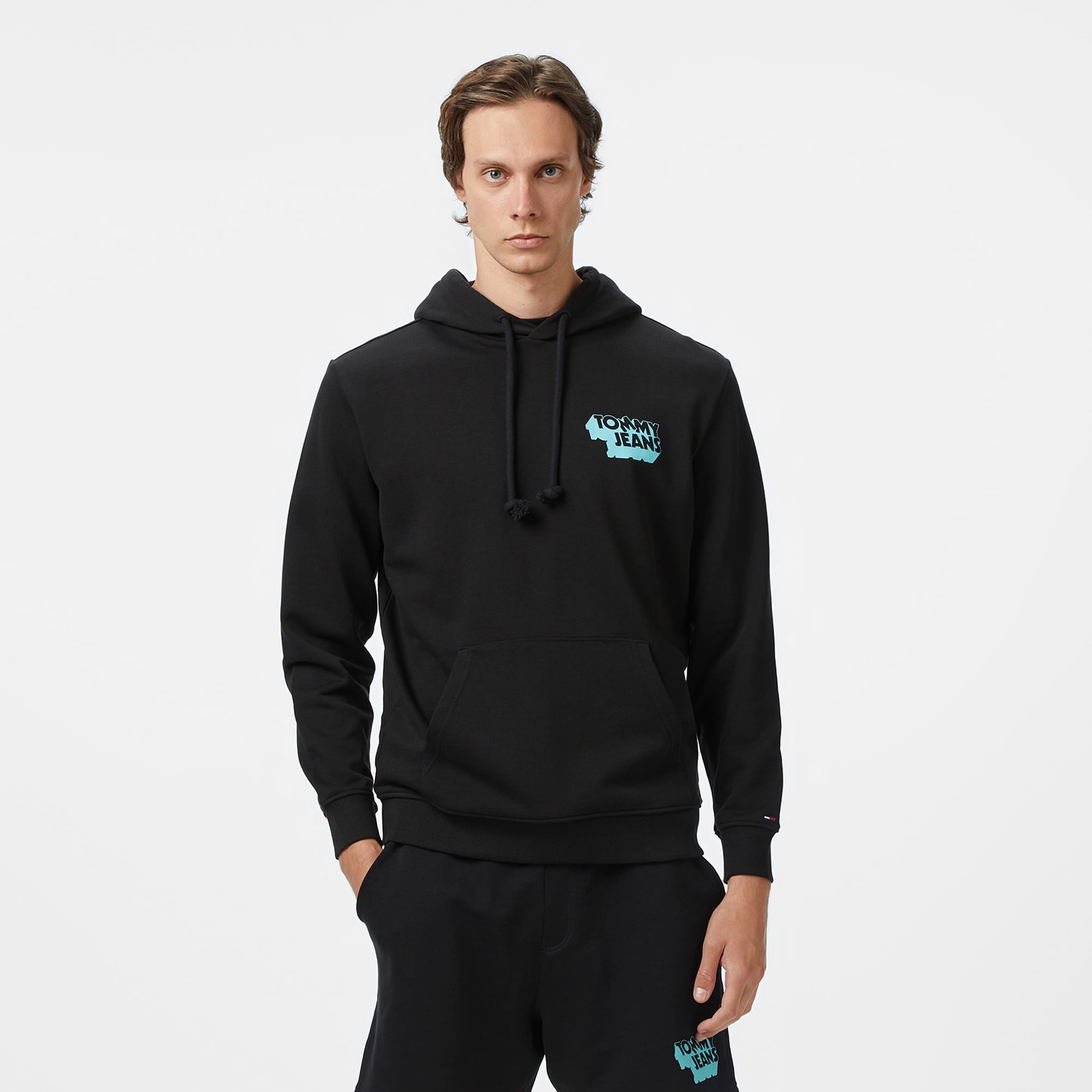 Tommy Jeans Badge Logo Erkek Siyah Sweatshirt