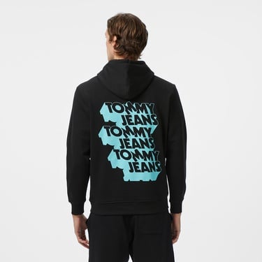  Tommy Jeans Badge Logo Erkek Siyah Sweatshirt