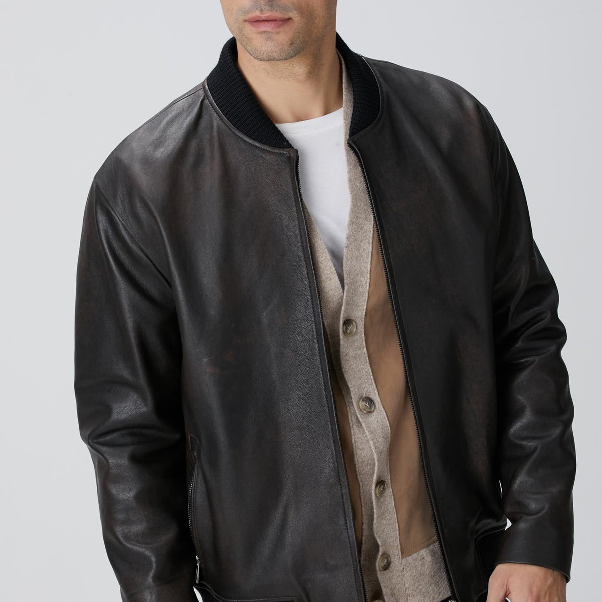 Network Erkek Kahverengi Deri Mont