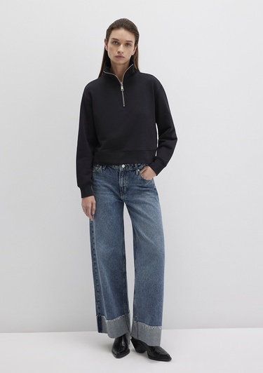  Mavi Yarı Fermuarlı Siyah Sweatshirt 1S10391-900