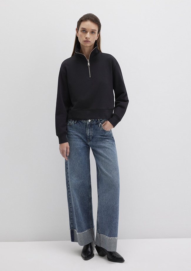  Mavi Yarı Fermuarlı Siyah Sweatshirt 1S10391-900