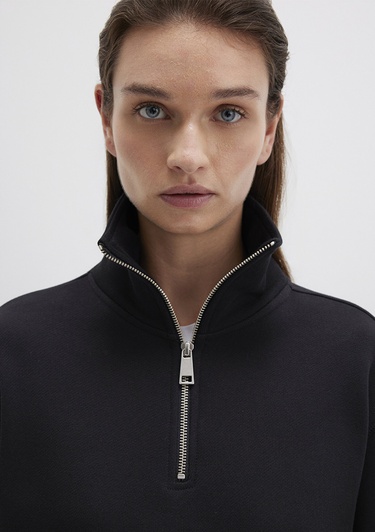  Mavi Yarı Fermuarlı Siyah Sweatshirt 1S10391-900
