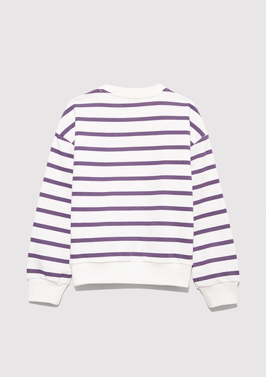  Mavi Mavi Logo Baskılı Mor Çizgili Sweatshirt 7S10038-88138