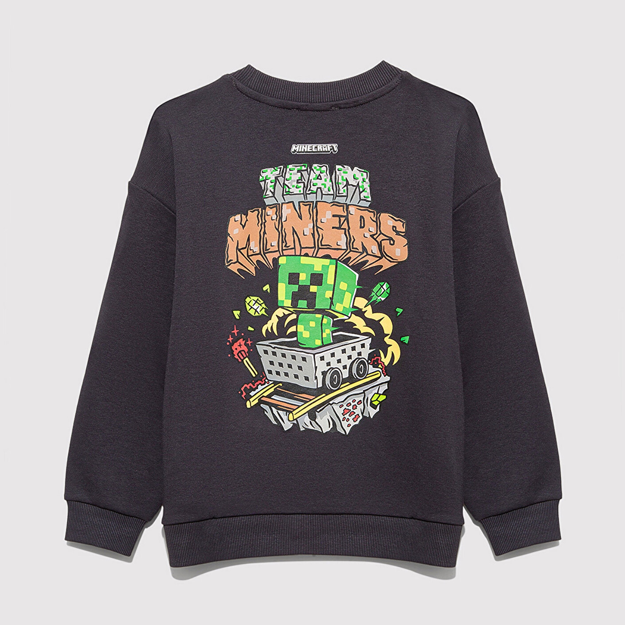 Mavi Minecraft Baskılı Antrasit Sweatshirt 6S10129-70087