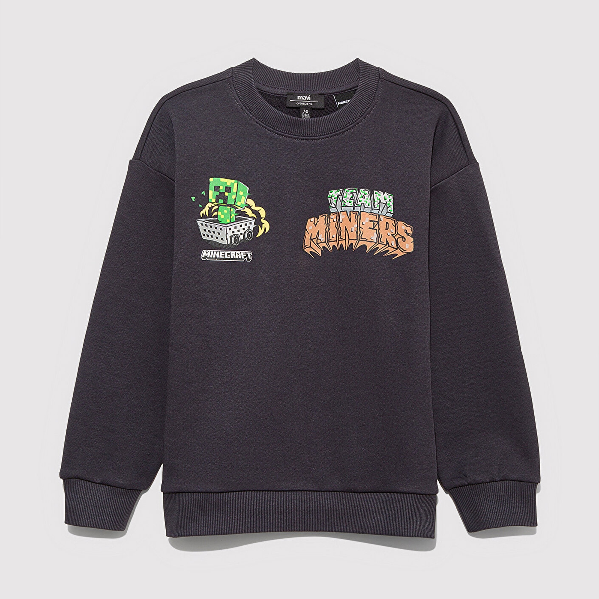 Mavi Minecraft Baskılı Antrasit Sweatshirt 6S10129-70087
