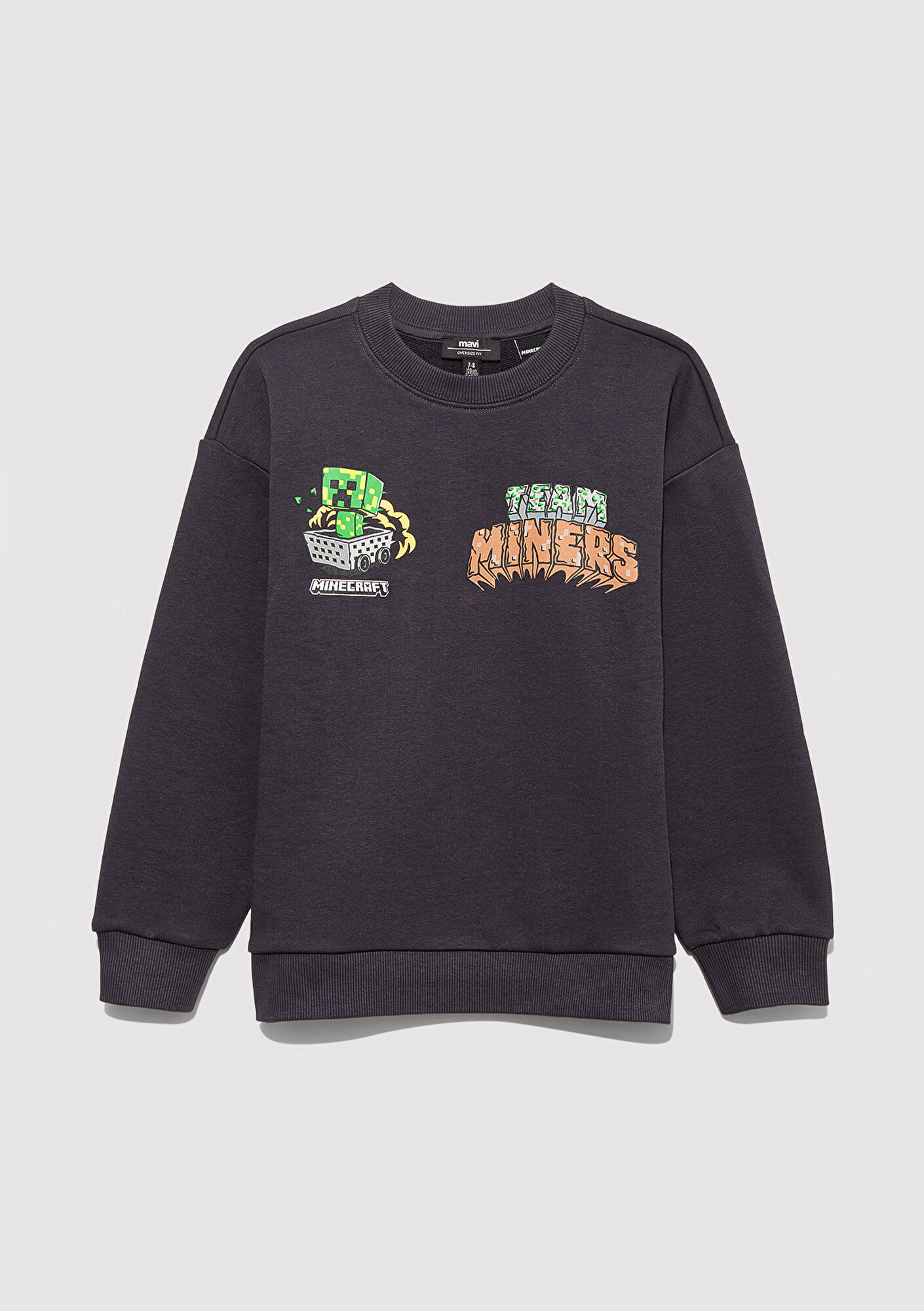  Mavi Minecraft Baskılı Antrasit Sweatshirt 6S10129-70087