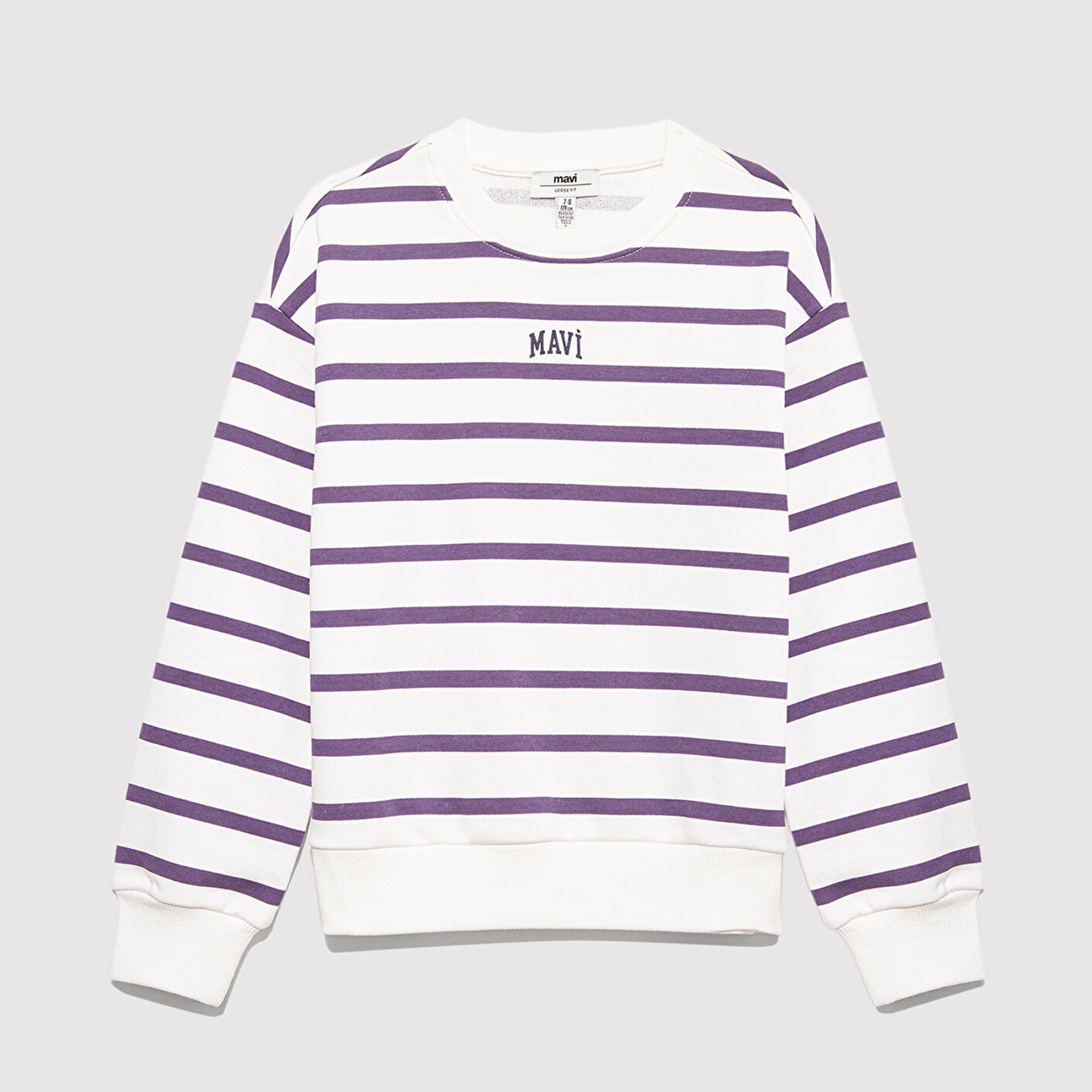 Mavi Mavi Logo Baskılı Mor Çizgili Sweatshirt 7S10038-88138