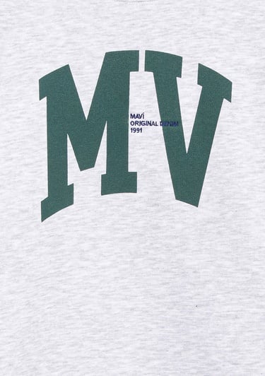  Mavi MV Baskılı Gri Sweatshirt 6S10054-88467