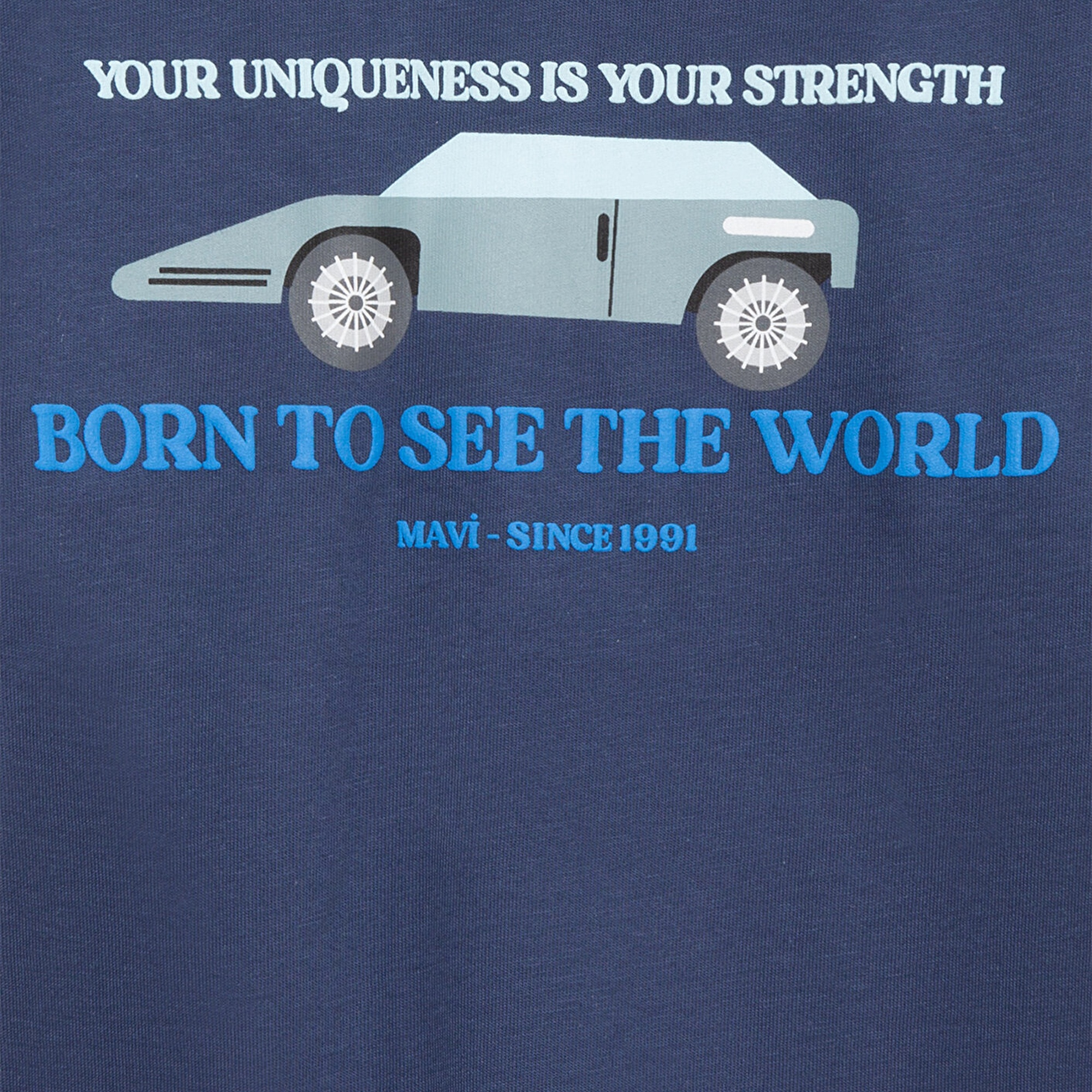 Mavi Baskılı Lacivert Tişört Oversize / Geniş Kesim 6610363-87737