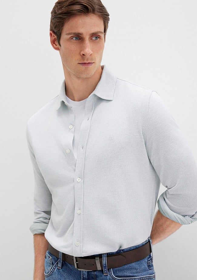  Mavi Yeşil Gömlek Slim Fit / Dar Kesim 0211664-71476